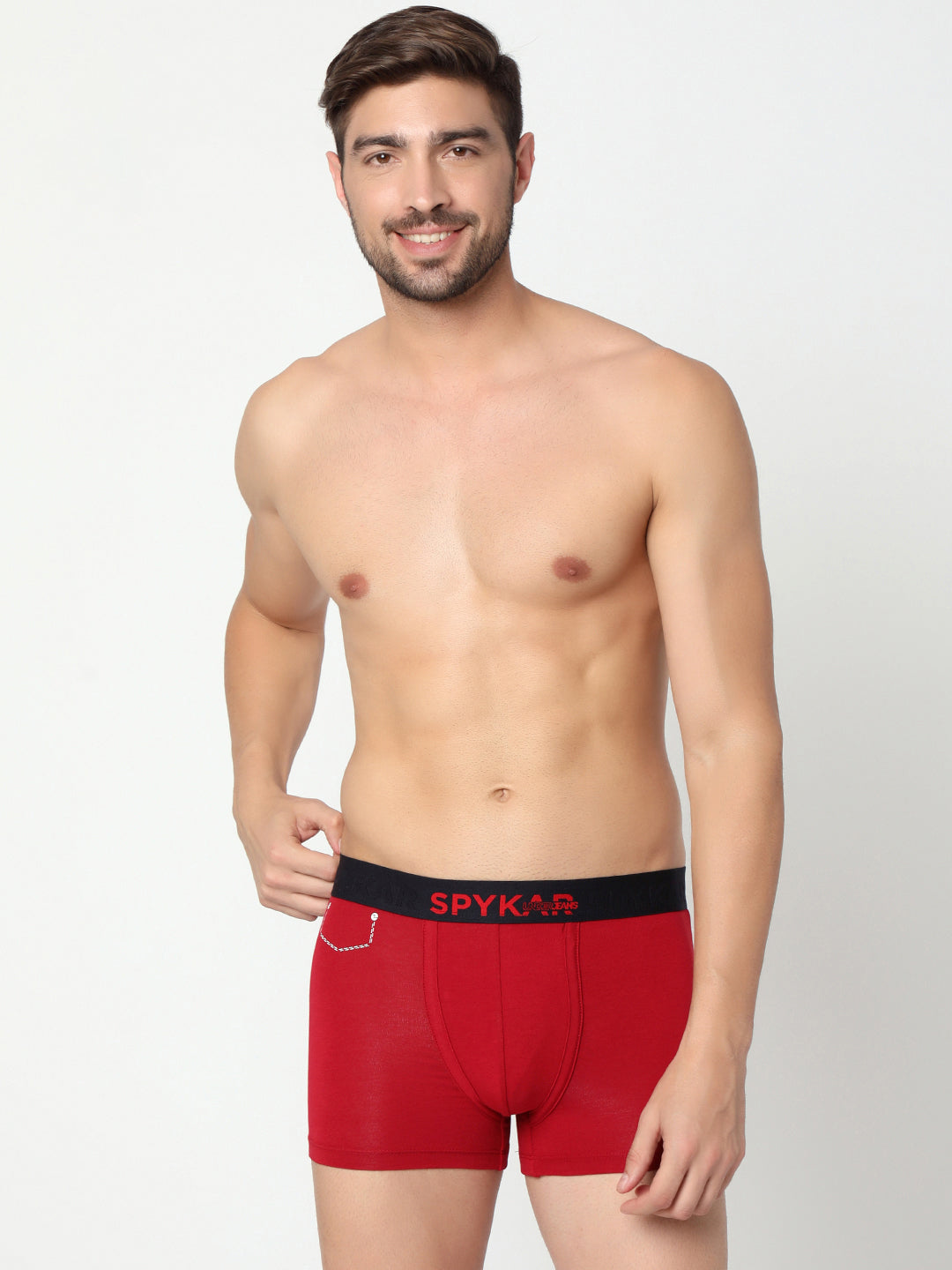 Men Premium Maroon & Olive Cotton Blend Trunk (Pack of 2)- UnderJeans by Spykar