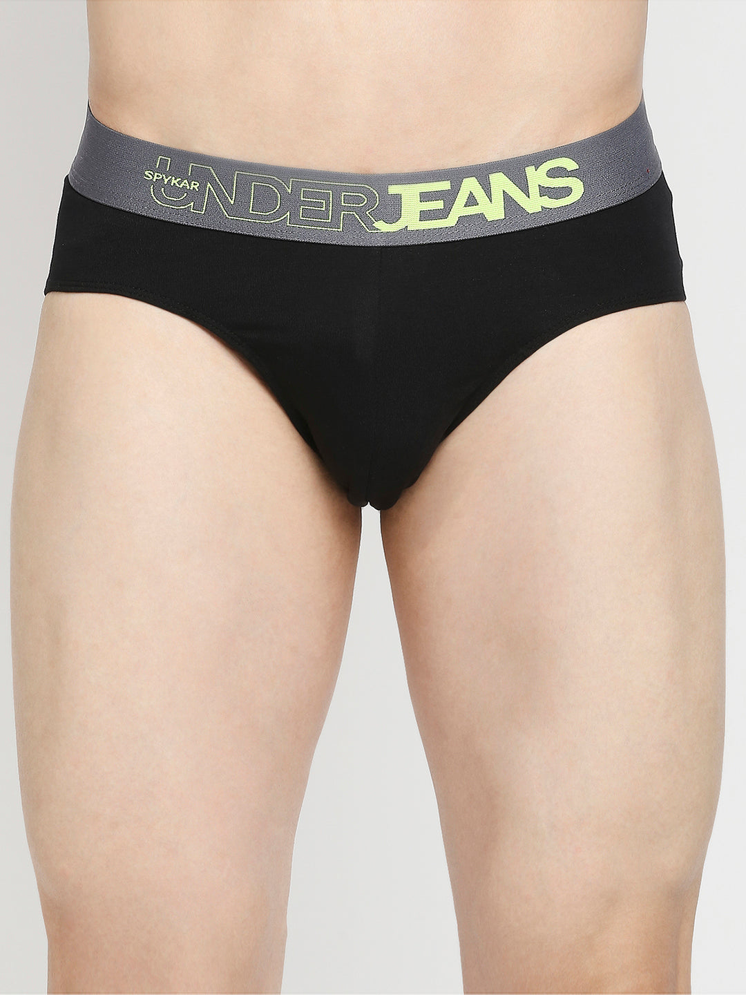 Men Premium Olive & Black Cotton Blend Brief - Pack Of 2- UnderJeans by Spykar
