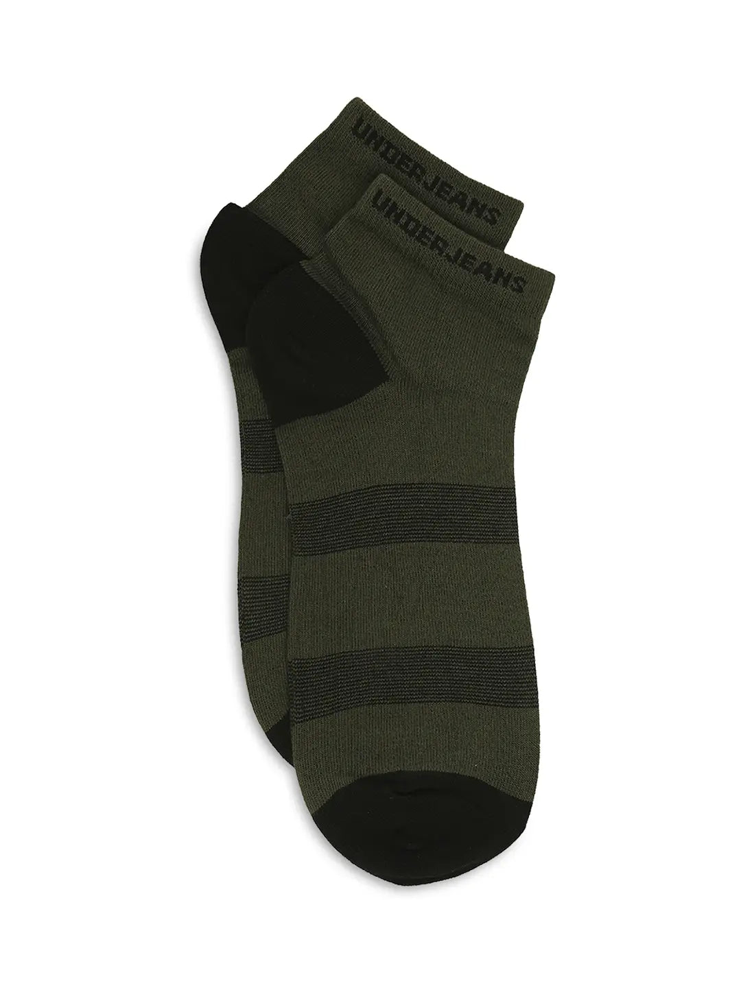 Men Premium White & Olive Ankle Length Socks - Pack Of 2- Underjeans by Spykar