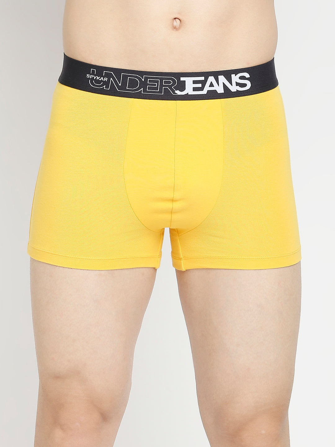 Men Premium Yellow & Navy Blue Cotton Blend Trunk - Pack Of 2- UnderJeans by Spykar