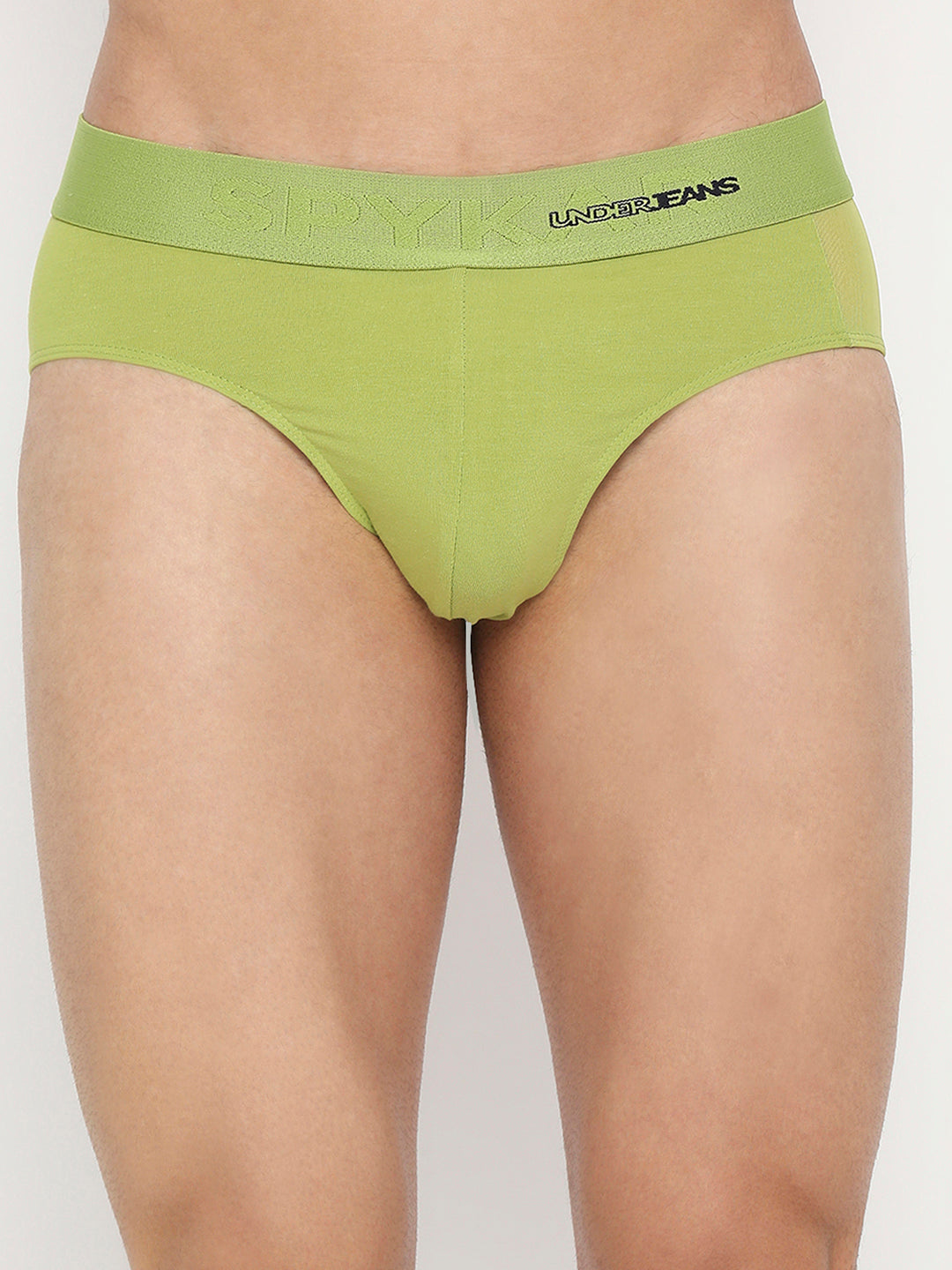 Underjeans by Spykar Men Premium Bright Green Cotton Blend Brief
