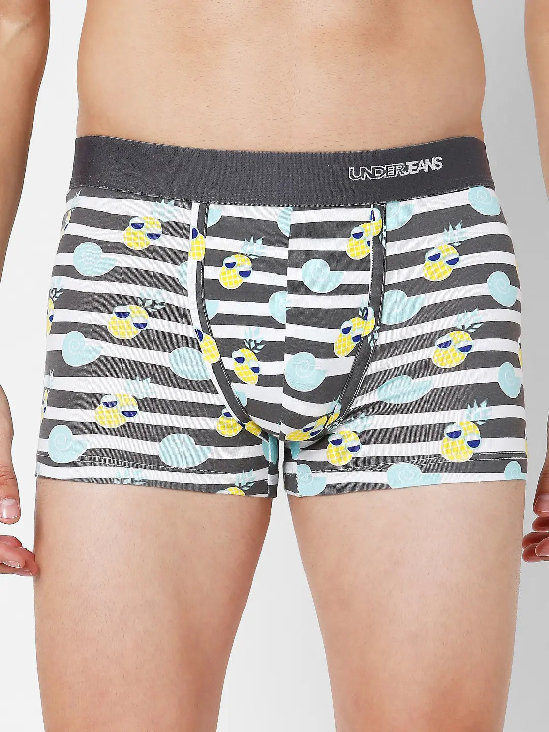 Men Premium Assorted Cotton Blend Printed Trunk - Pack Of 3- Underjeans by Spykar