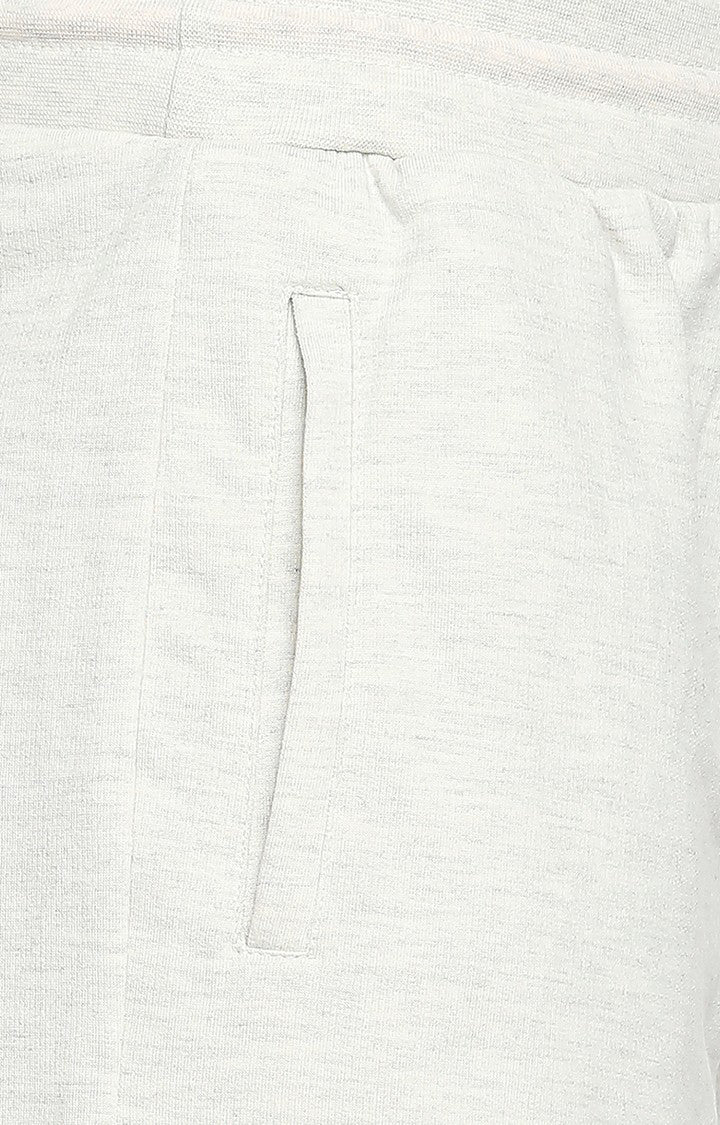 Men Premium Cotton Blend Knitted Ecru Melange Shorts - UnderJeans by Spykar