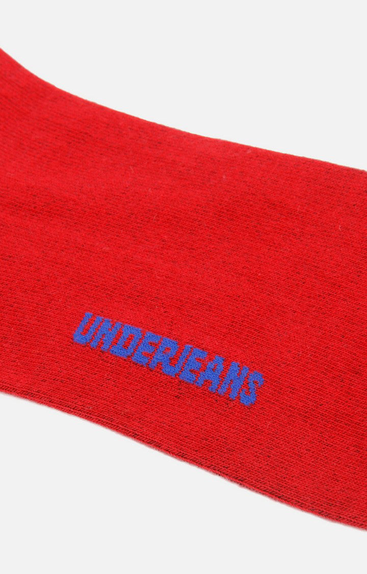 Men Premium Red Blue Ankle Length (Non Terry) Single Pair of Socks- UnderJeans by Spykar