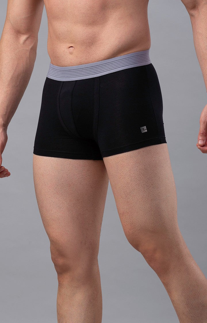 Men Premium Black-Grey Cotton Blend Trunk- UnderJeans by Spykar