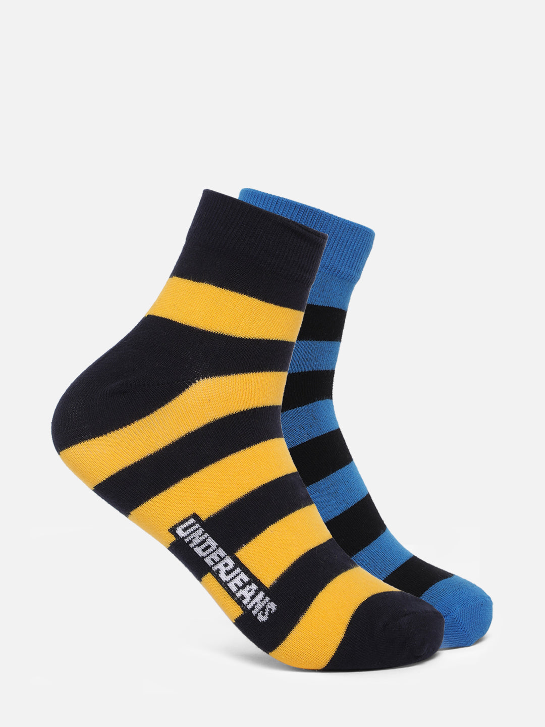 Men Premium Assorted Ankle length (Non terry) Socks Pack of 2- UnderJeans by Spykar