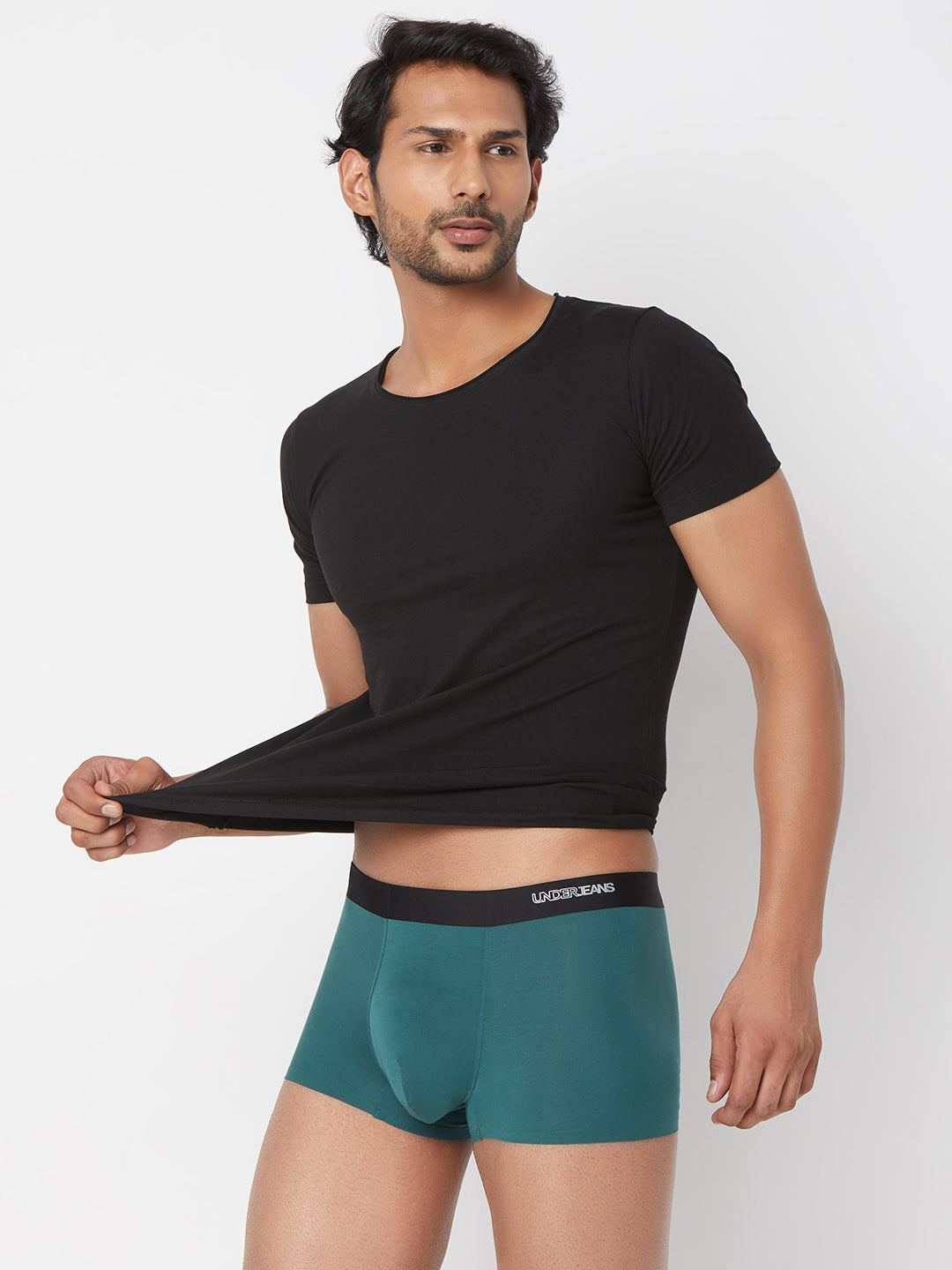 Men Green Solid Super Premium Bonded Elastic Trunk - UnderJeans by Spykar