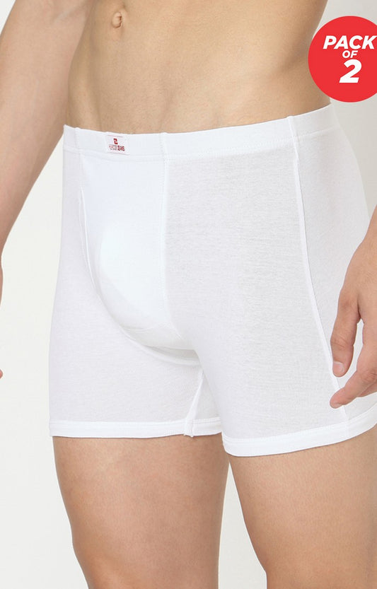 Underjeans by Spykar Men Premium Cotton Blend White Trunk - (Pack of 2)