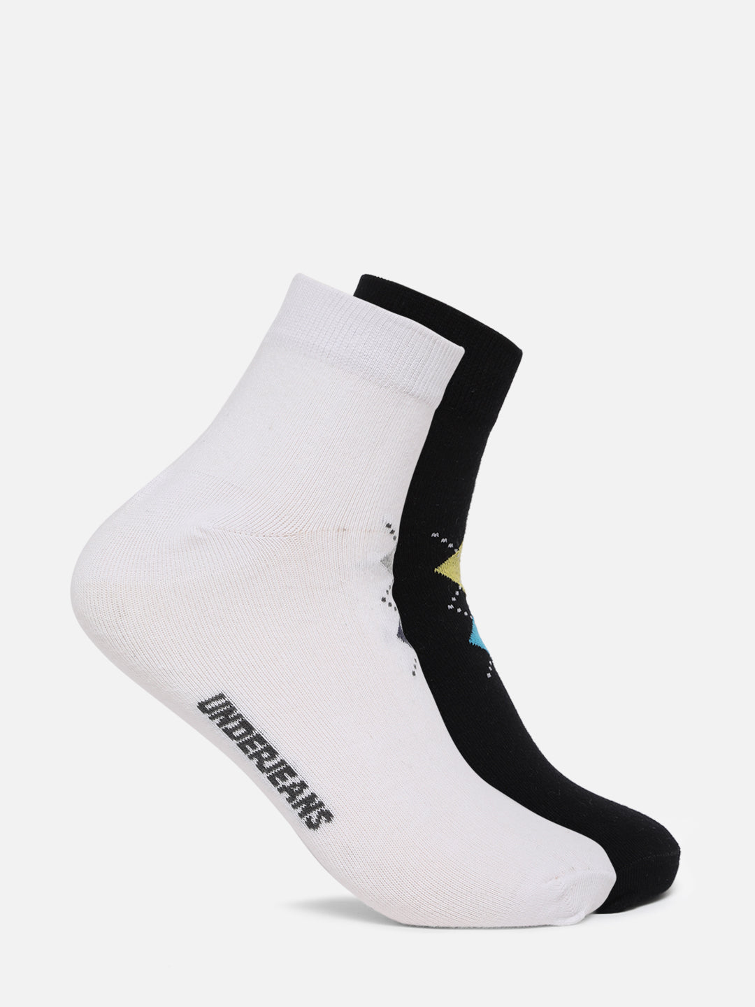 Men Premium Assorted Ankle length (Non terry) Socks Pack of 2- UnderJeans by Spykar