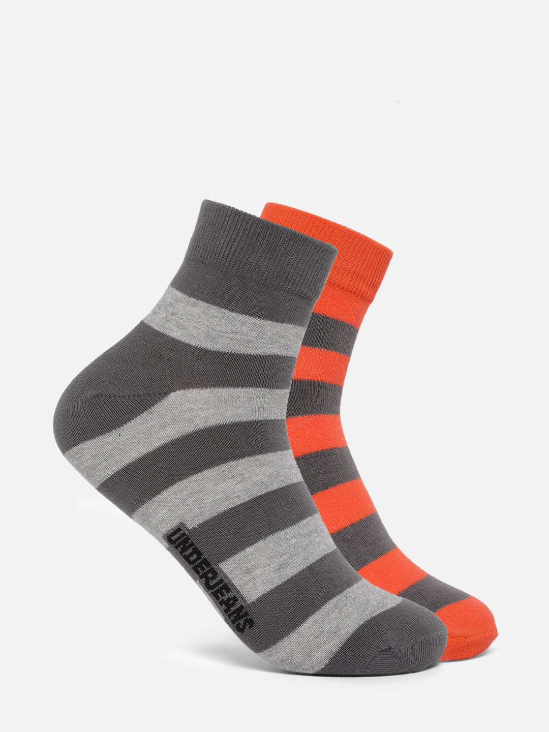 Men Premium Assorted Ankle length (Non terry) Socks Pack of 2- UnderJeans by Spykar