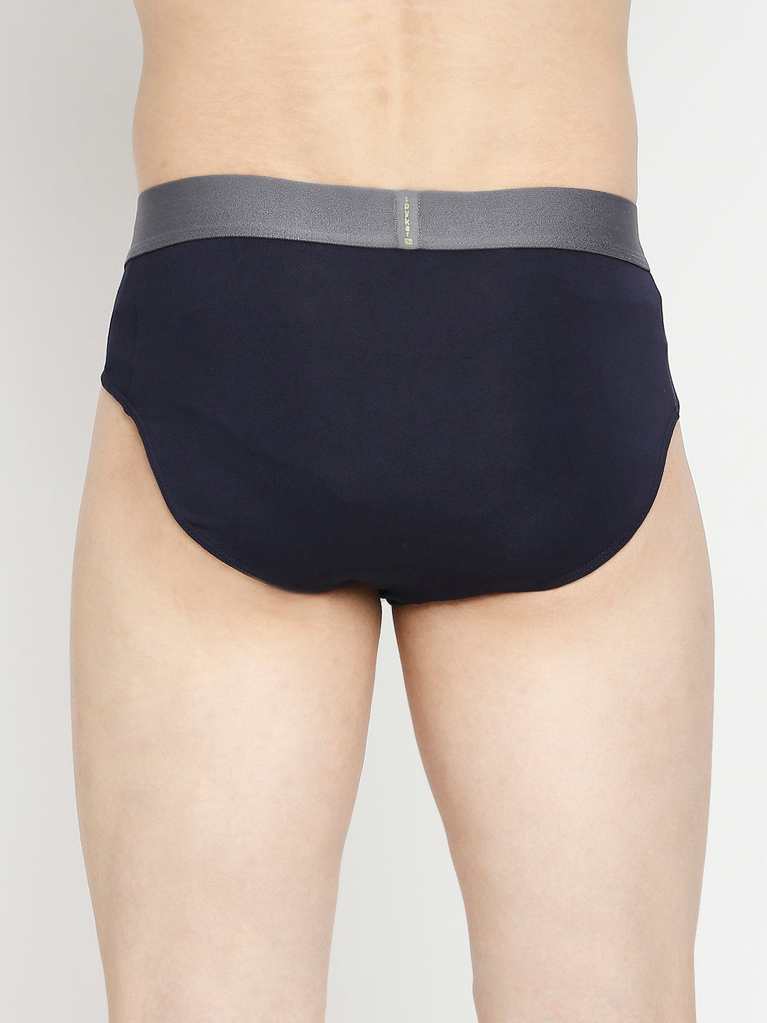 Men Premium Navy Blue & Olive Cotton Blend Brief - Pack Of 2- UnderJeans by Spykar