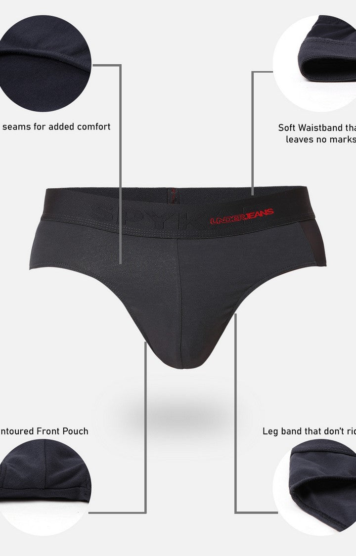 Underjeans by Spykar Men Premium Dark Grey Cotton Blend Brief