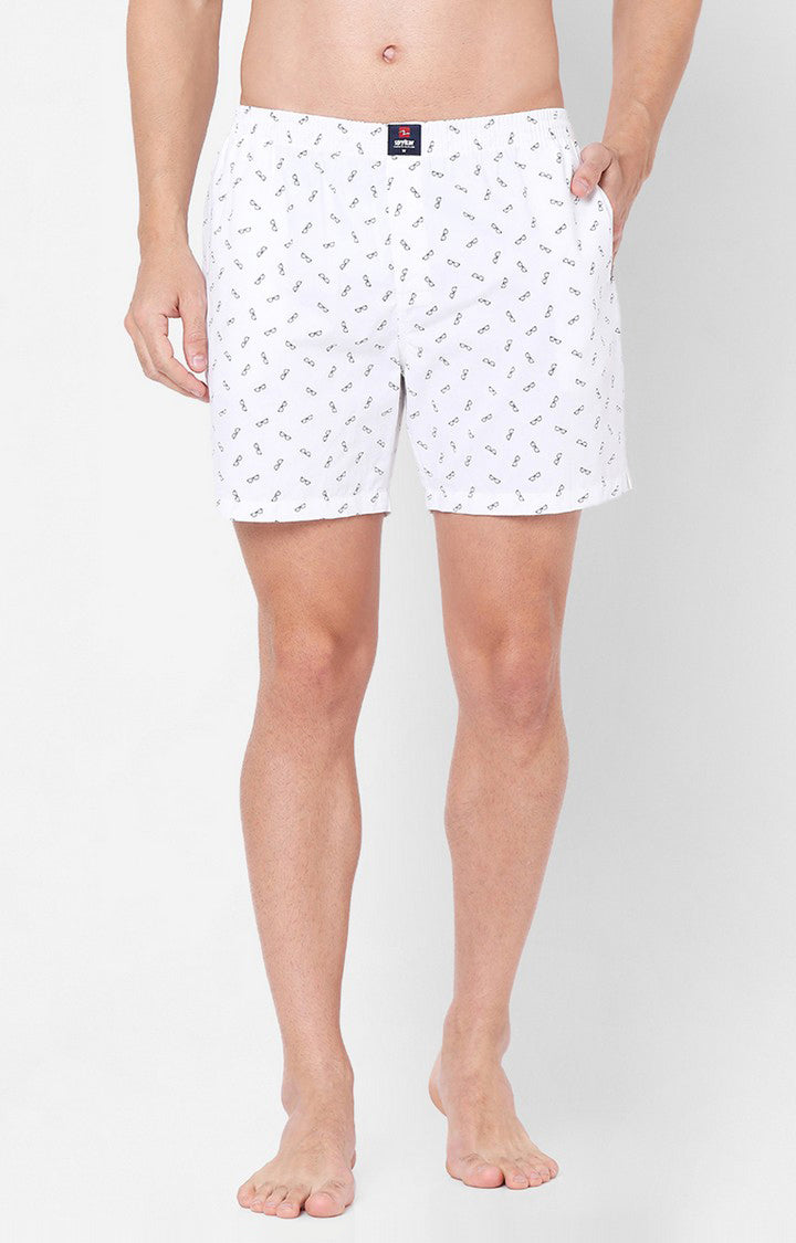 Men Premium White Cotton Boxers- UnderJeans by Spykar