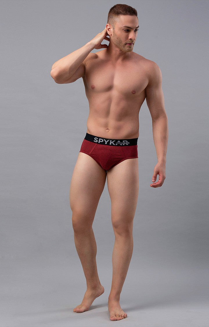 Red Cotton Blend Brief for Men Premium- UnderJeans by Spykar