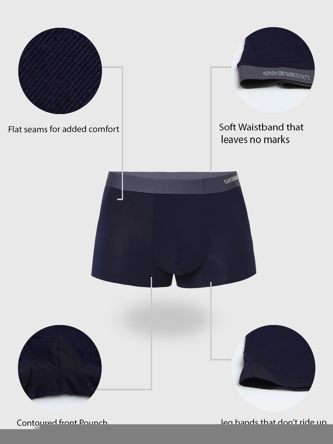 Underjeans by Spykar Men Super Premium Bonded Elastic Navy Trunk