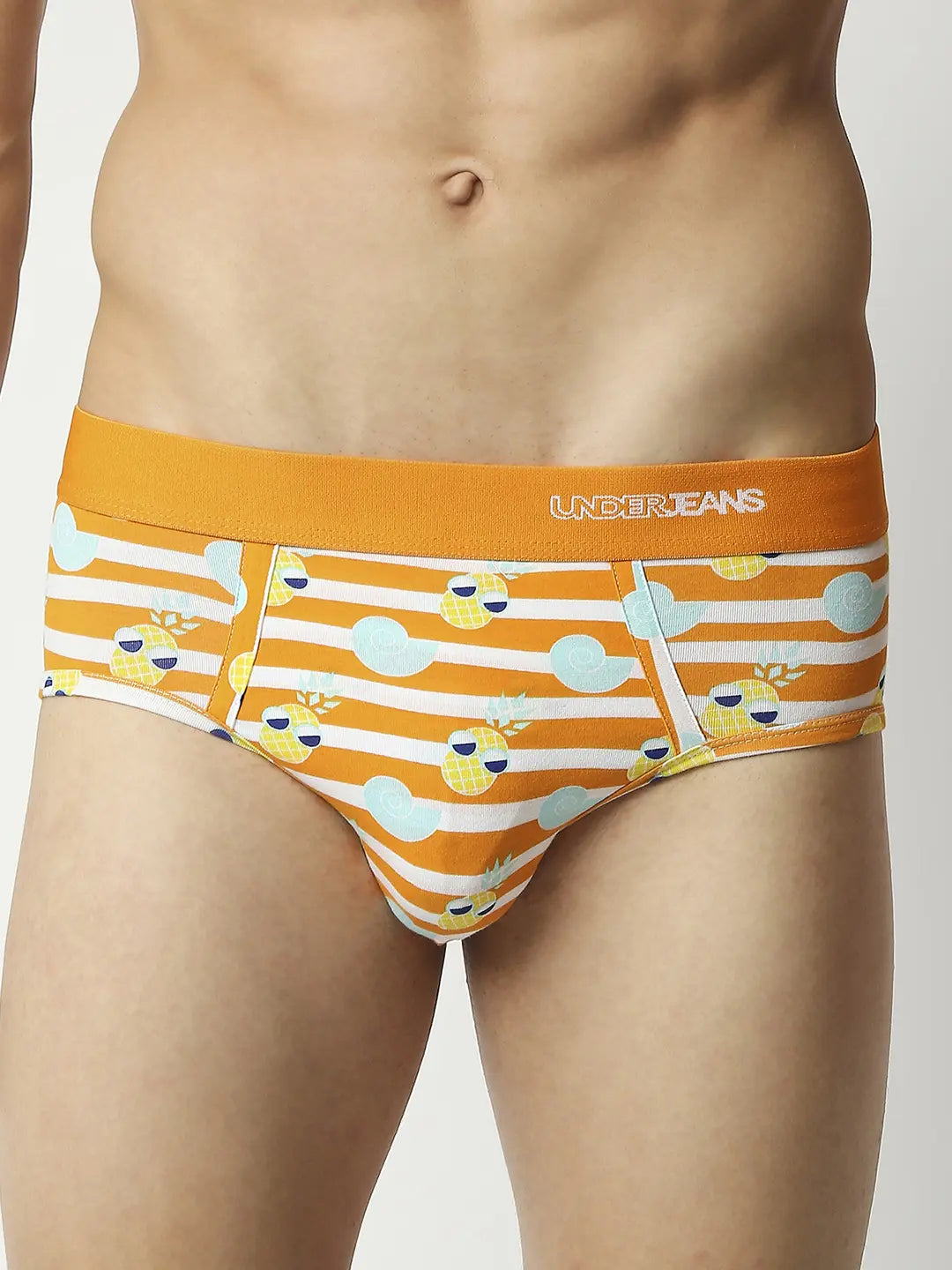Men Premium Assorted Cotton Blend Printed Brief - Pack Of 3- Underjeans by Spykar