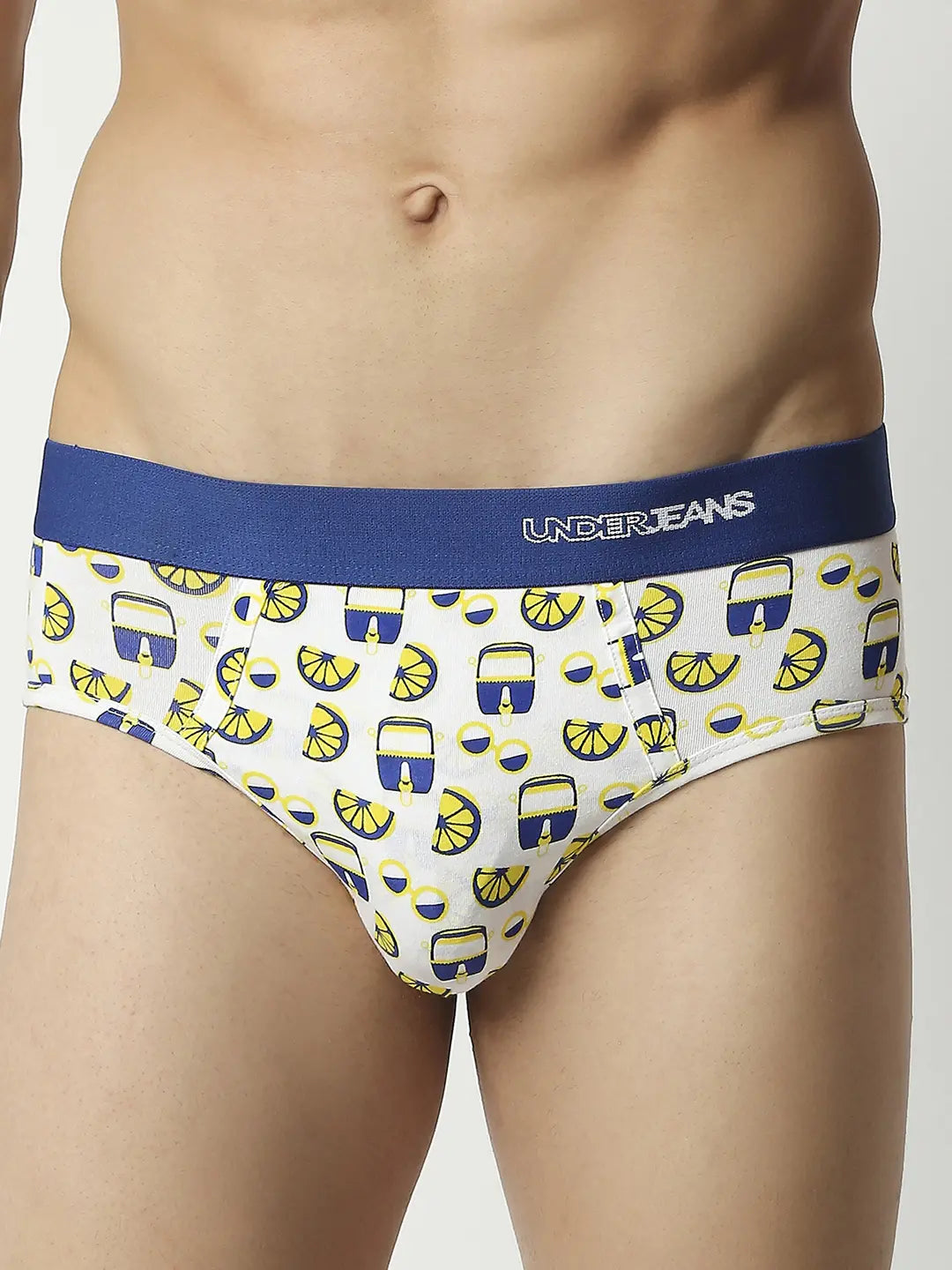 Men Premium Assorted Cotton Blend Printed Brief - Pack Of 3- Underjeans by Spykar