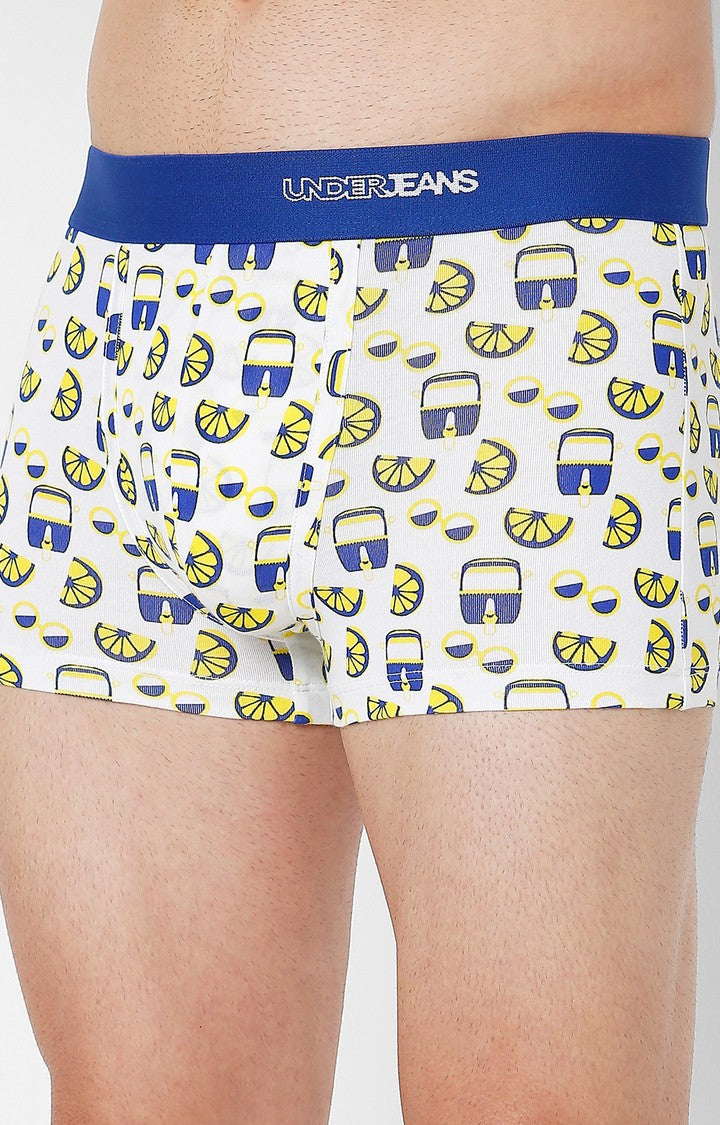 Underjeans by Spykar Men Premium Blue Cotton Blend Printed Trunk