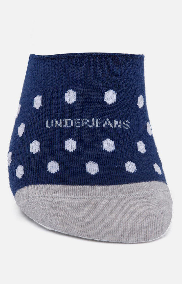 Men Premium Light Grey Navy No Show (Pack of 2) Socks- UnderJeans by Spykar