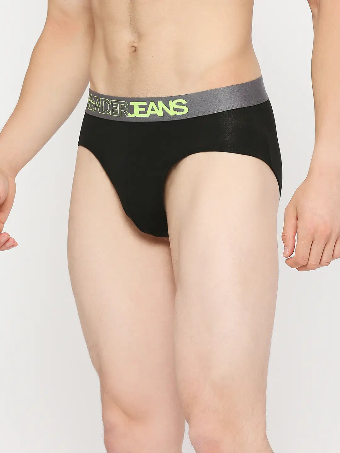 Underjeans by Spykar Men Premium Yellow & Black Cotton Blend Brief - Pack Of 2