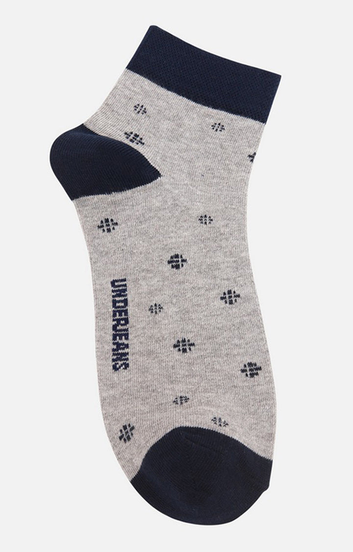 Men Premium Grey Black Ankle Length (Non Terry) Single Pair of Socks- UnderJeans by Spykar
