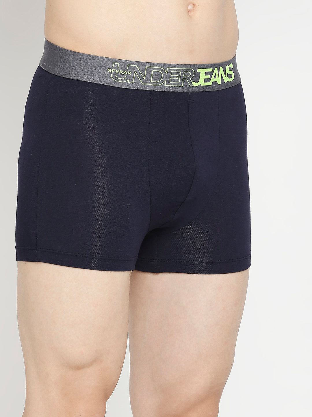 Men Premium Navy Blue & Olive Cotton Blend Trunk - Pack Of 2- UnderJeans by Spykar