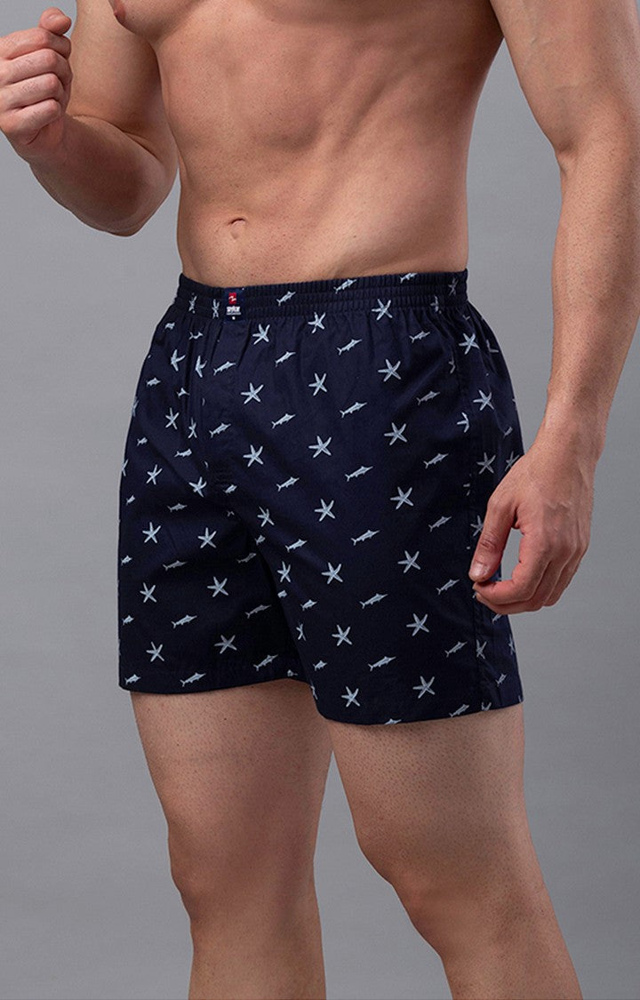 Blue Cotton Boxer for Men Premium - (Pack of 2)- UnderJeans by Spykar