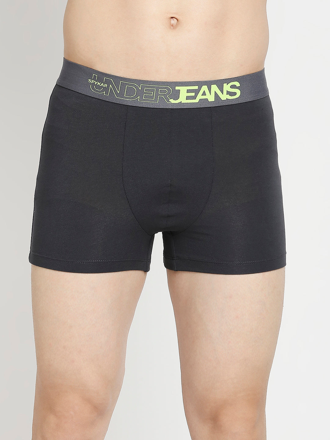 Men Premium Yellow & Dark Grey Cotton Blend Trunk - Pack Of 2- UnderJeans by Spykar
