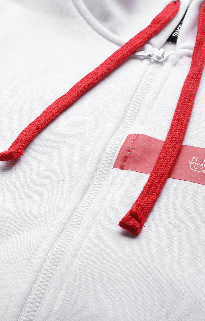 White Cotton Solid Hooded Sweatshirts- UnderJeans by Spykar