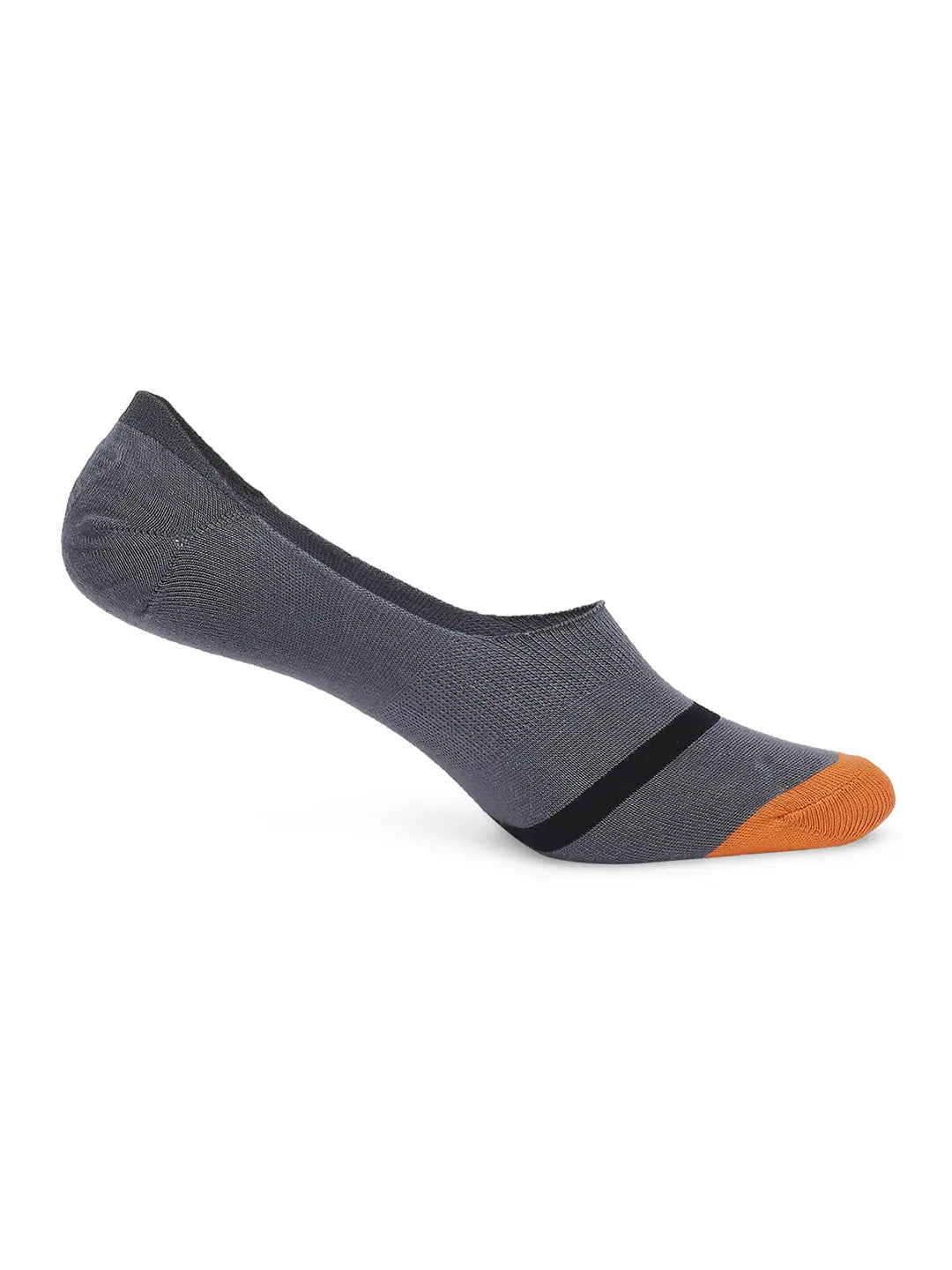 Men Navy & Dark Grey Cotton Blend No Show Socks - Pack Of 2 - Underjeans by Spykar