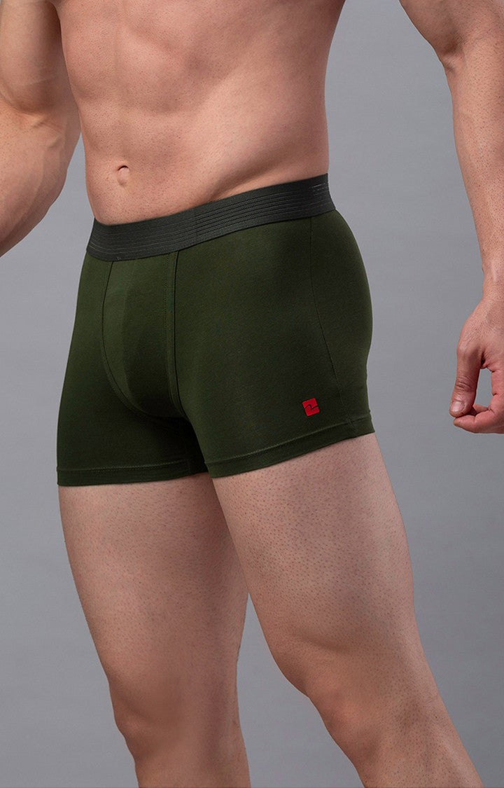 Olive Cotton Blend Trunk for Men Premium- UnderJeans by Spykar