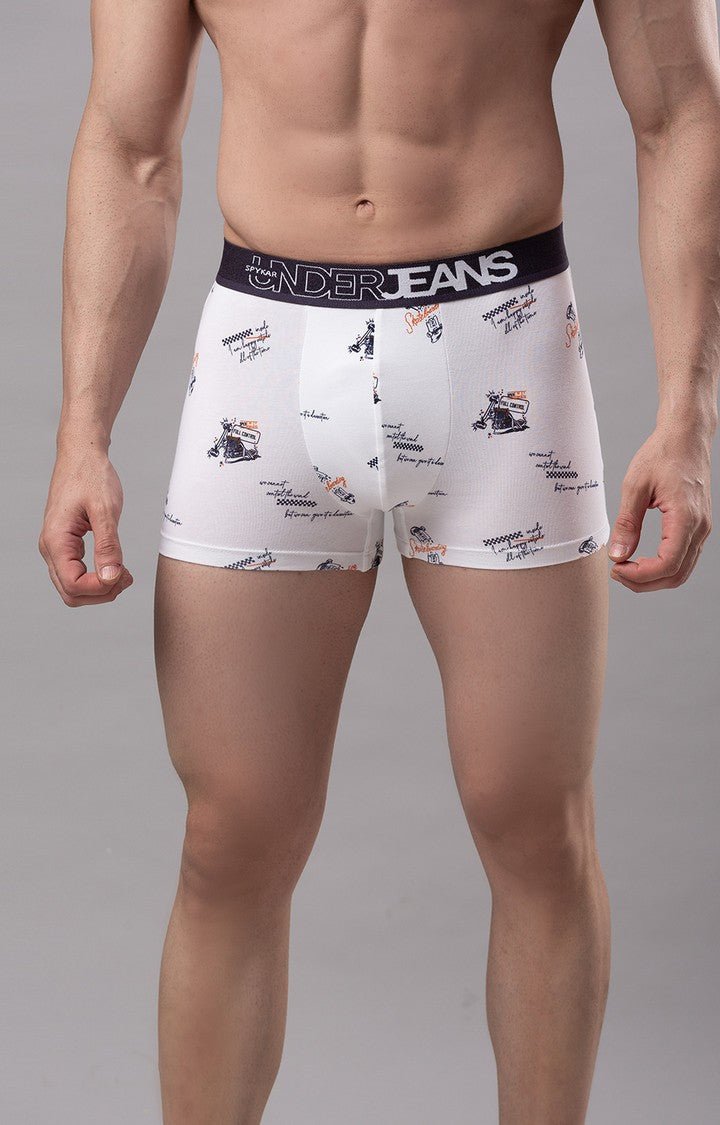 Underjeans by Spykar Men Premium Cotton Blend White Trunk - (Pack of 2)