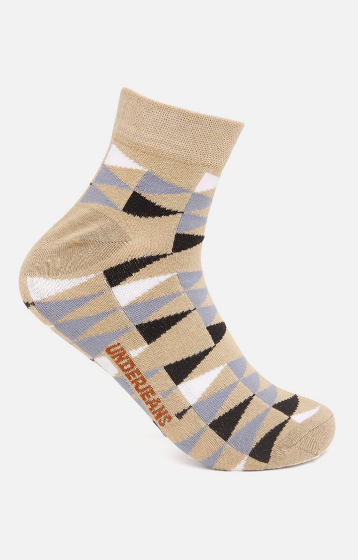 Men Premium Beige Black Navy Grey Green Ankle Length (Non Terry) (Pack of 5) Socks- UnderJeans by Spykar