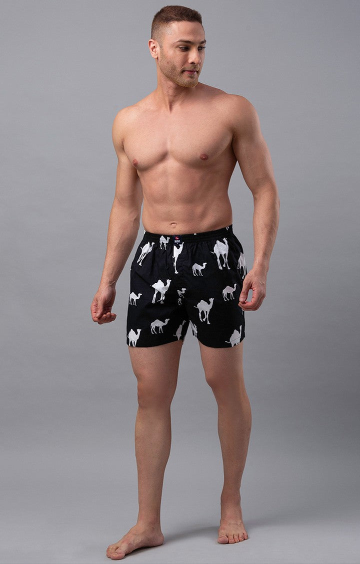 Black Cotton Boxer for Men Premium - (Pack of 2)- UnderJeans by Spykar
