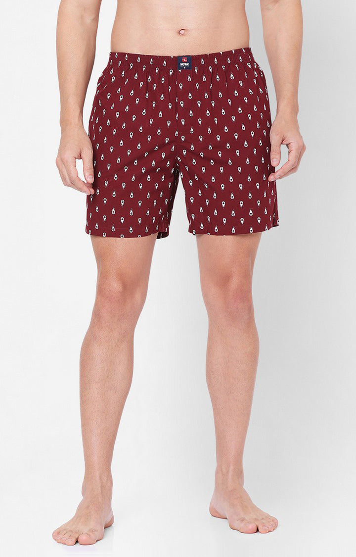 Men Premium Maroon Cotton Boxers- UnderJeans by Spykar