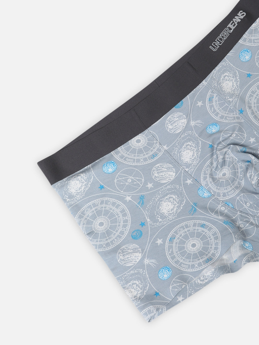 Underjeans by Spykar Men Super Premium Printed Bonded Elastic Grey Trunk