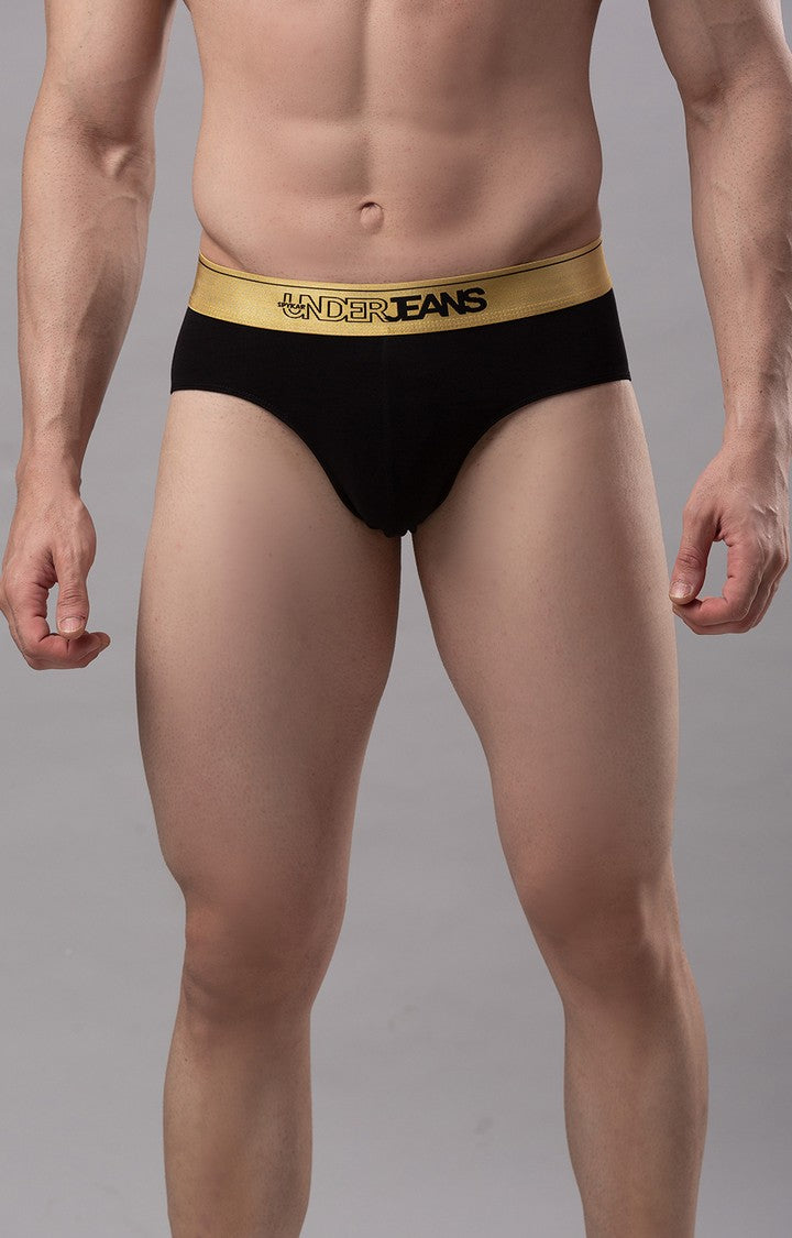 Underjeans by Spykar Men Premium Cotton Blend Black Brief