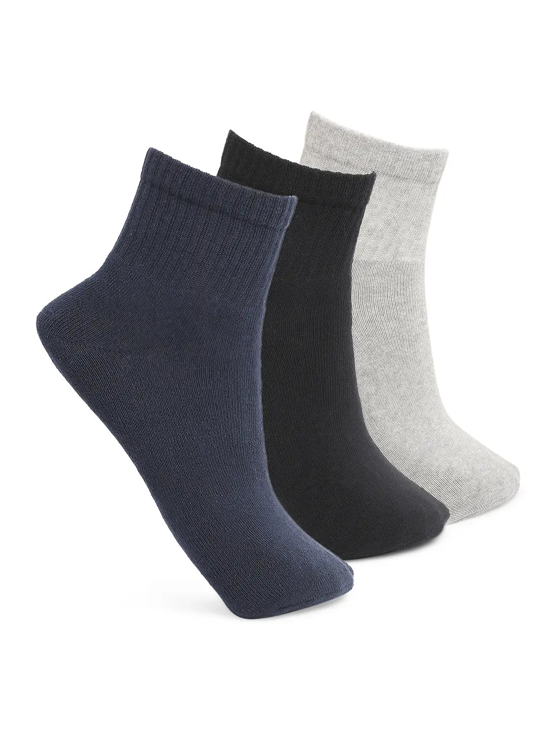 Men Premium Grey & BLack Cotton Socks - Pack Of 3- UnderJeans by Spykar