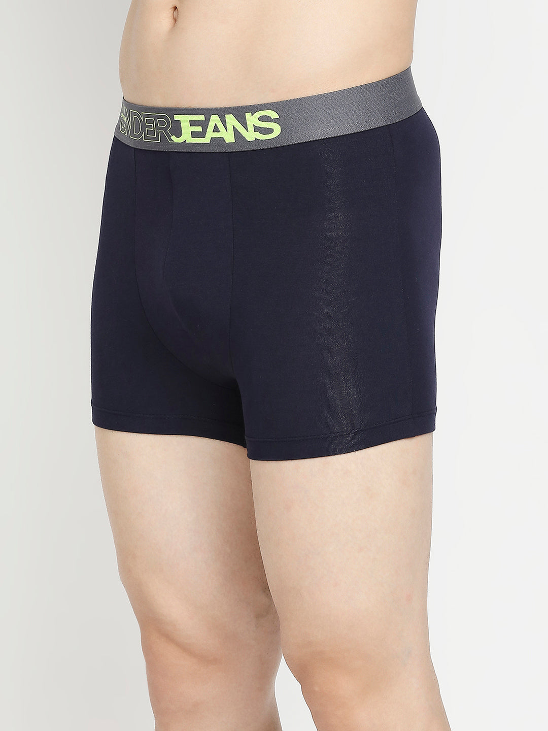 Men Premium Navy Blue & Olive Cotton Blend Trunk - Pack Of 2- UnderJeans by Spykar