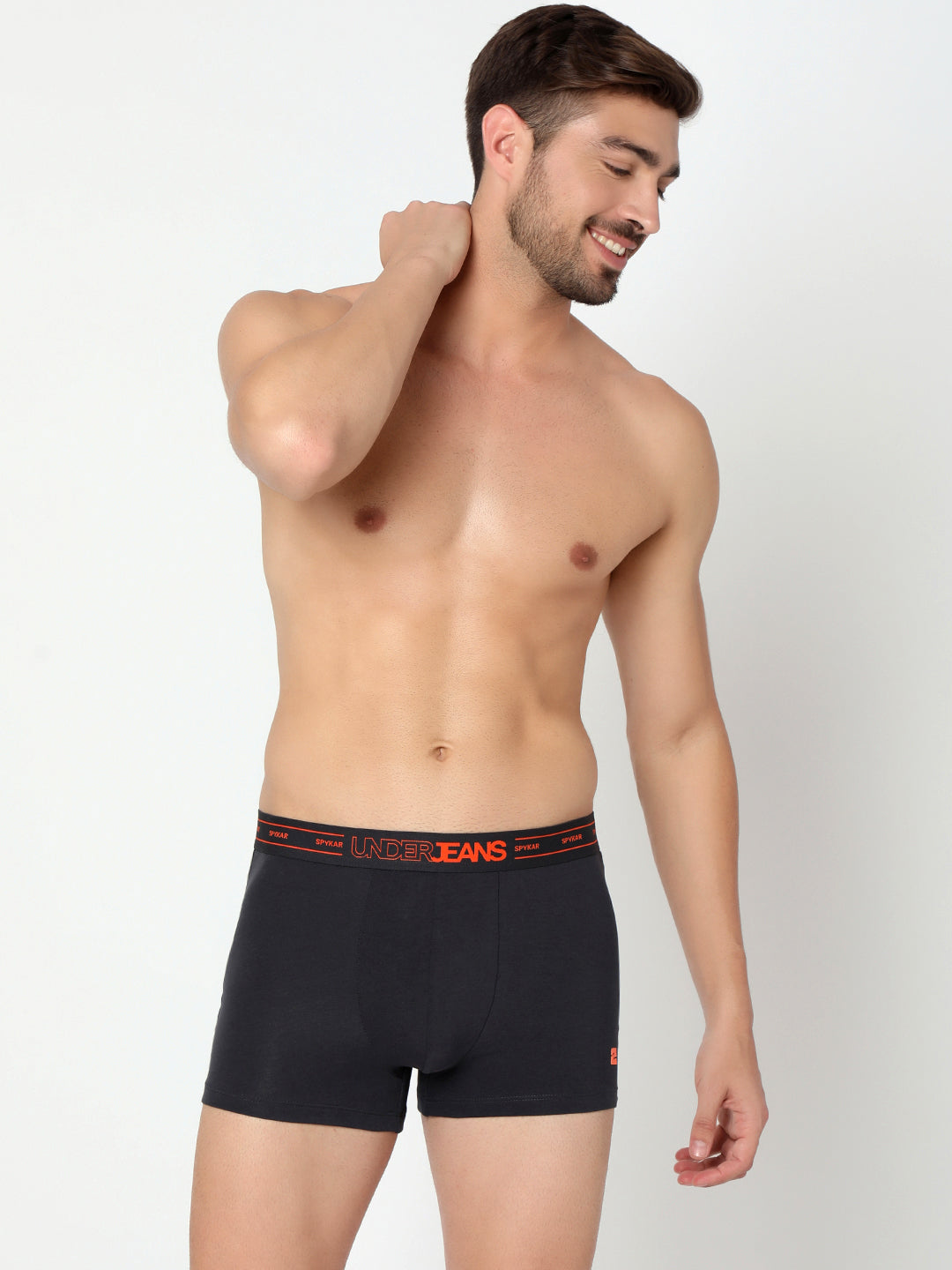 Men Premium Grey & Navy Cotton Blend Trunk (Pack of 2)- UnderJeans by Spykar