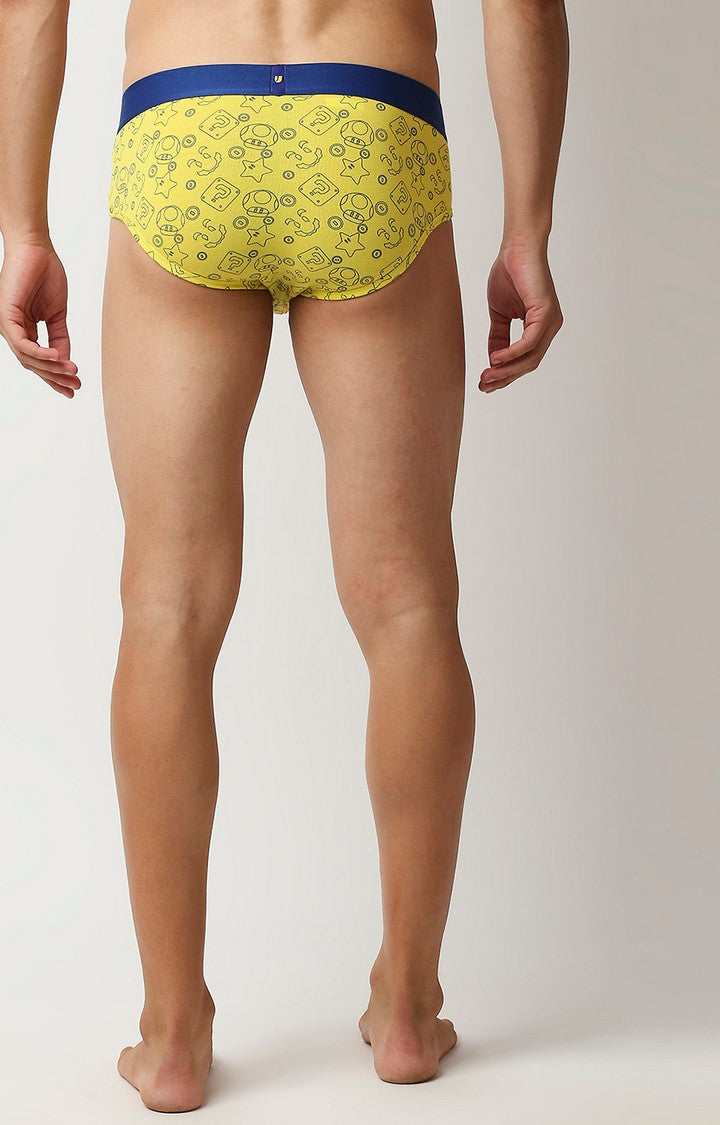 Underjeans by Spykar Men Premium Yellow Cotton Blend Regular Fit Brief