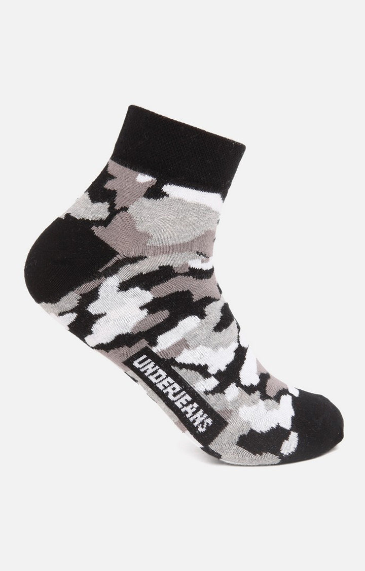 Men Premium Grey Turq Ankle Length (Non Terry) (Pack of 2) Socks- UnderJeans by Spykar