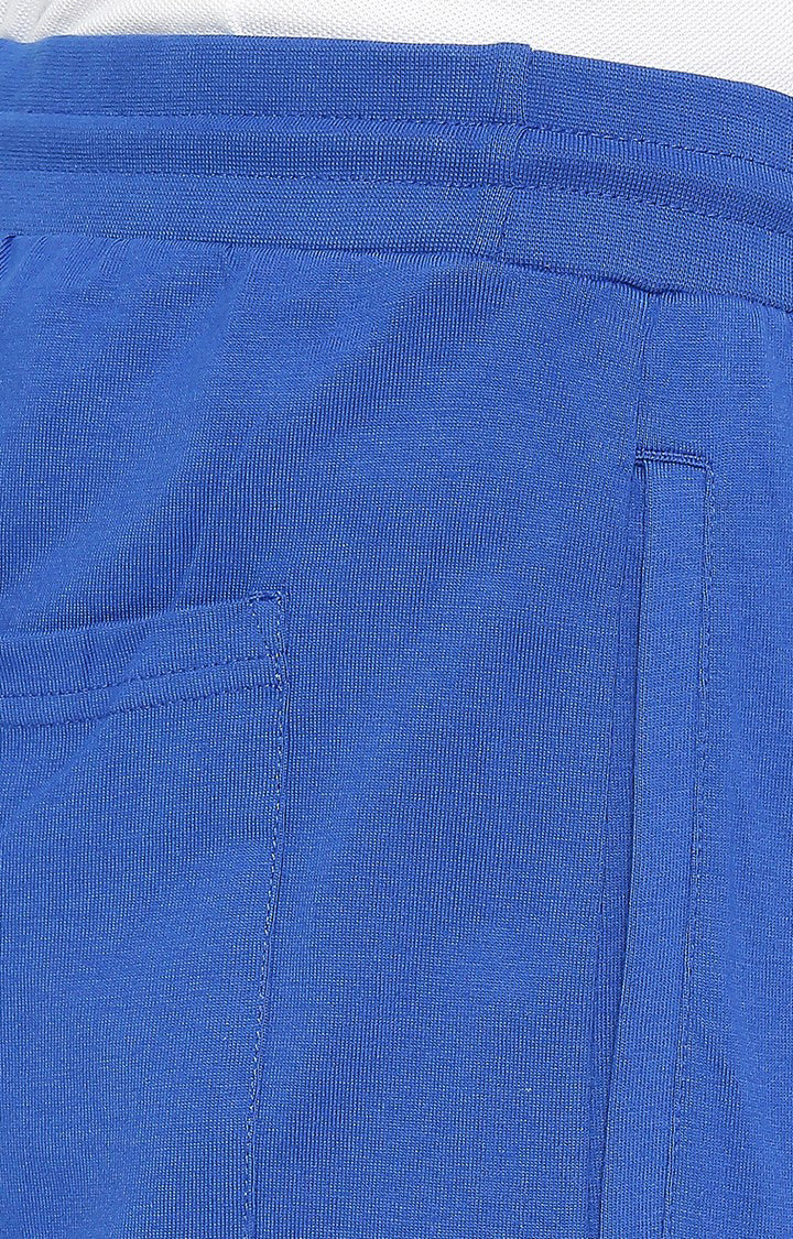 Men Premium Knitted Royal Blue Cotton Trackpant - UnderJeans by Spykar