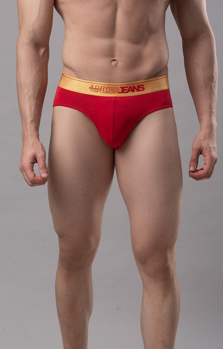 Buy Red Underjeans By Spykar Men Premium Cotton Blend Red Brief