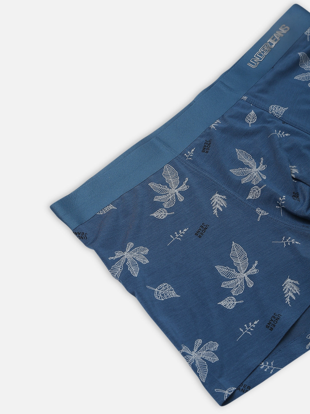 Underjeans by Spykar Men Super Premium Printed Bonded Elastic Teal Blue Trunk