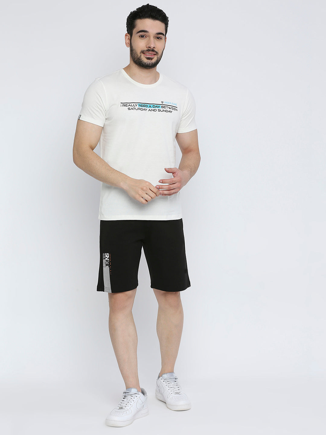 Men Premium Cotton Ecru Round Neck Tshirt- UnderJeans by Spykar