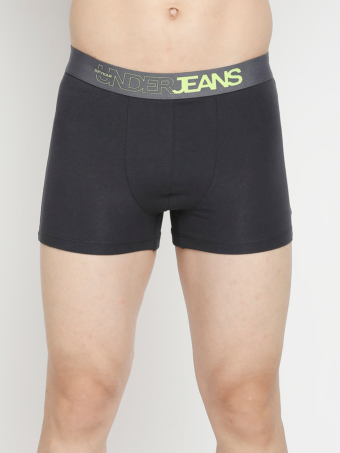 Men Premium Dark Grey & Olive Cotton Blend Trunk - Pack Of 2- UnderJeans by Spykar