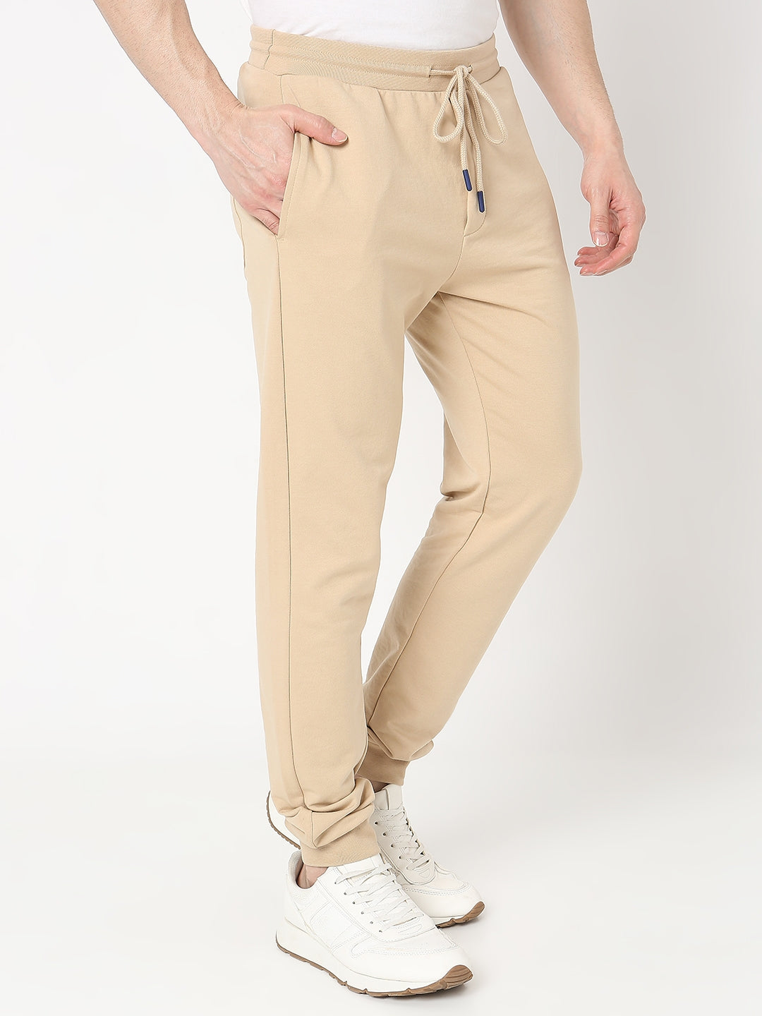 Underjeans by Spykar Men Premium Knitted Beige Track Pant