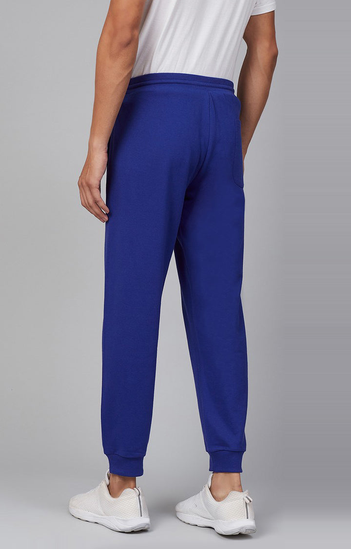 Blue Cotton Blend Solid Trackpants- UnderJeans by Spykar