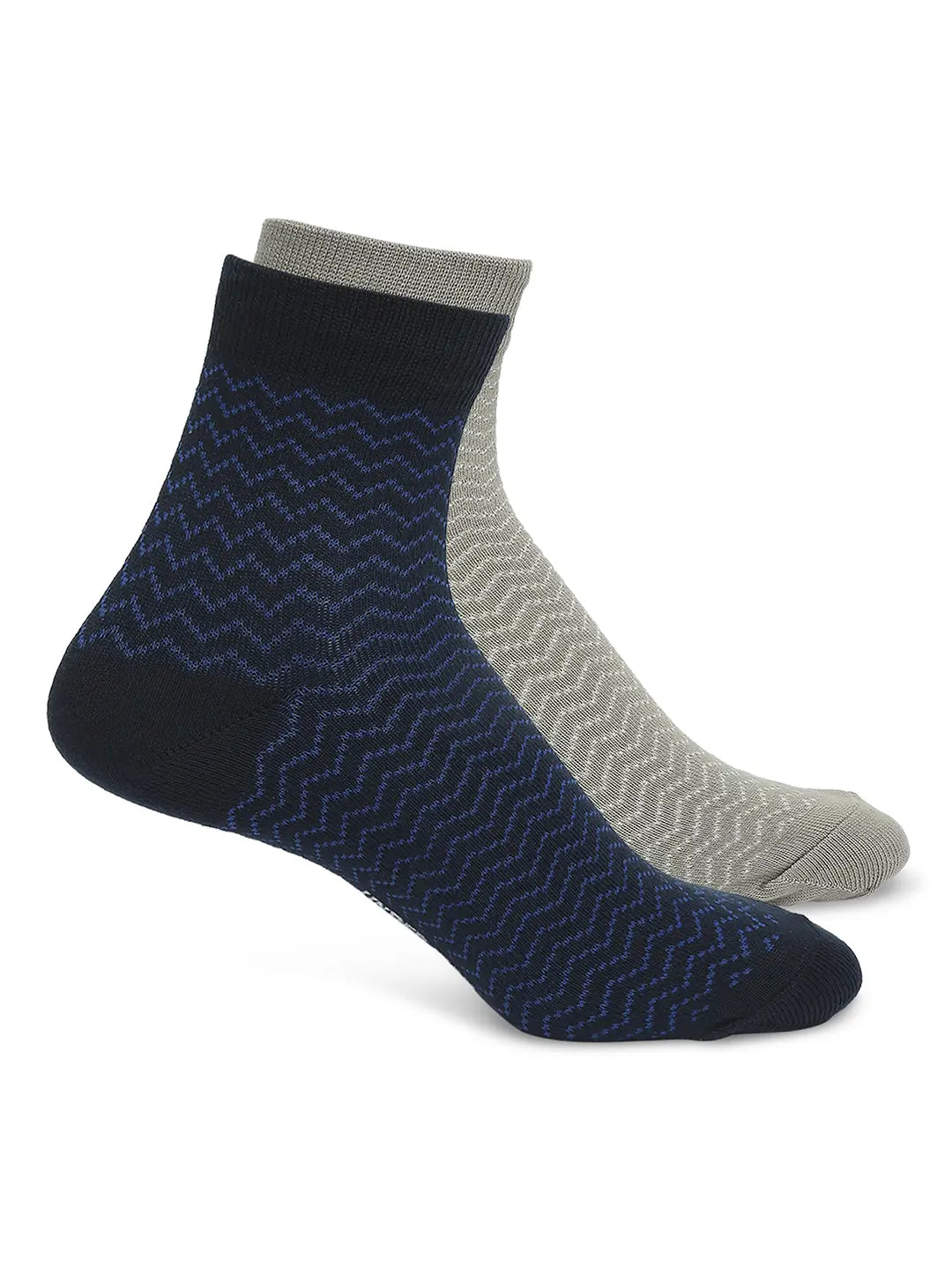 Men Premium Navy & Khaki Ankle Length Socks - Pack Of 2- Underjeans by Spykar